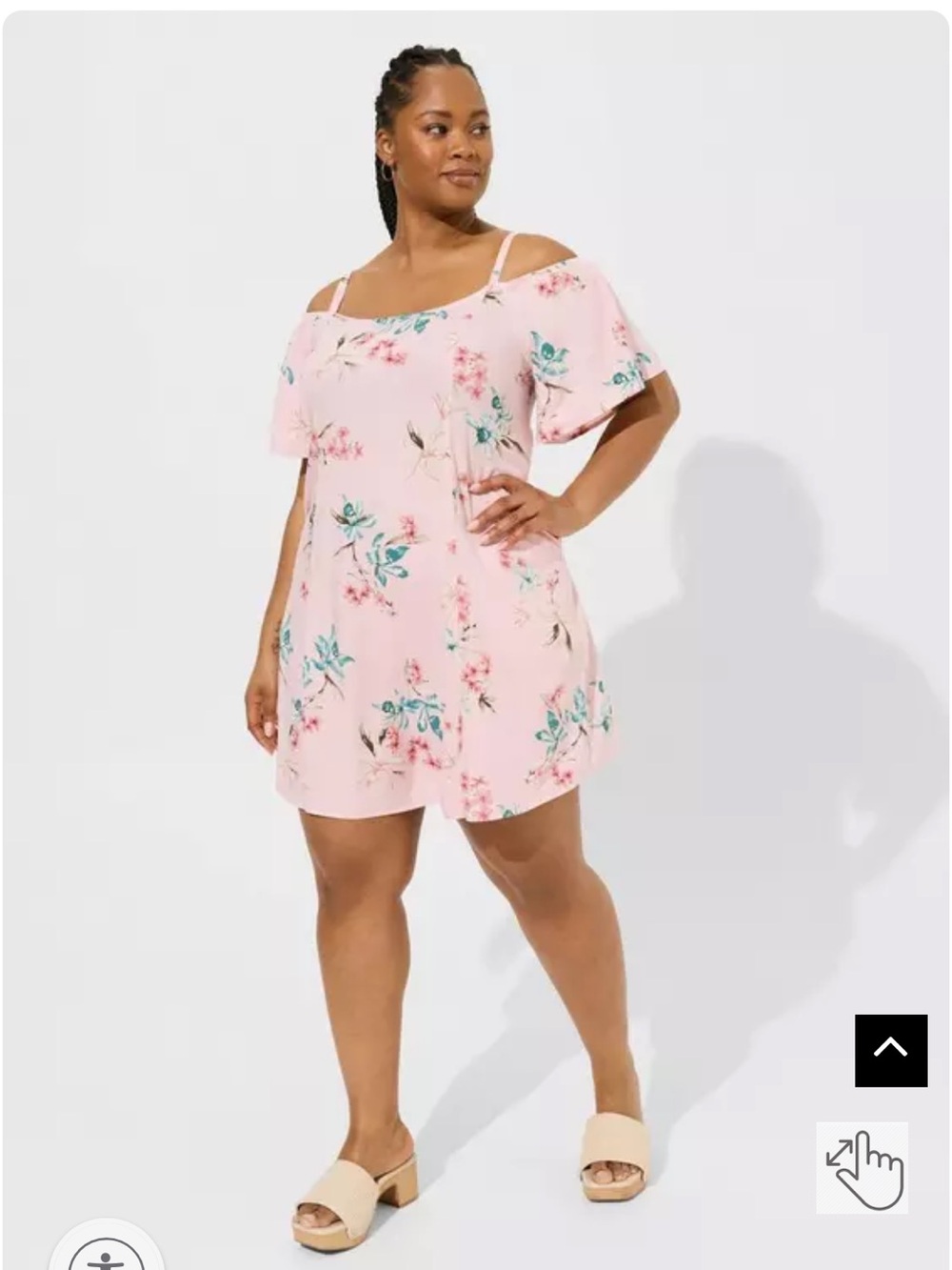 Mini Challis Cold Shoulder Trapeze Dress